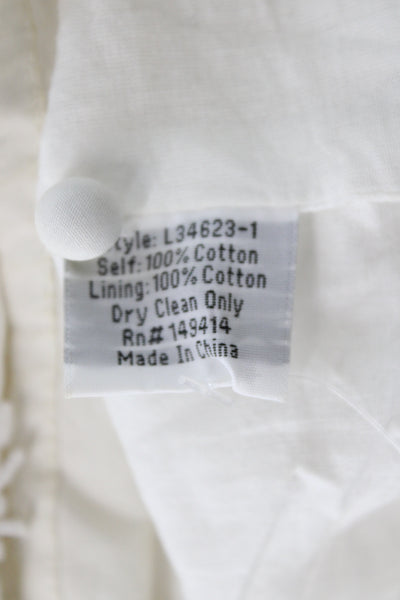 Johnny Was Women Shift Dress White Cotton V-Neck Longsleeve Patchwork Size XL