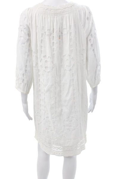 Michael Michael Kors Women Shift Dress White V-Neck 3/4 Sleeve Size S