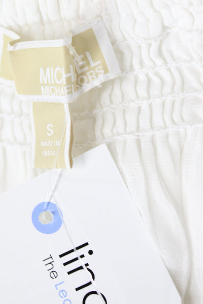 Michael Michael Kors Women Shift Dress White V-Neck 3/4 Sleeve Size S