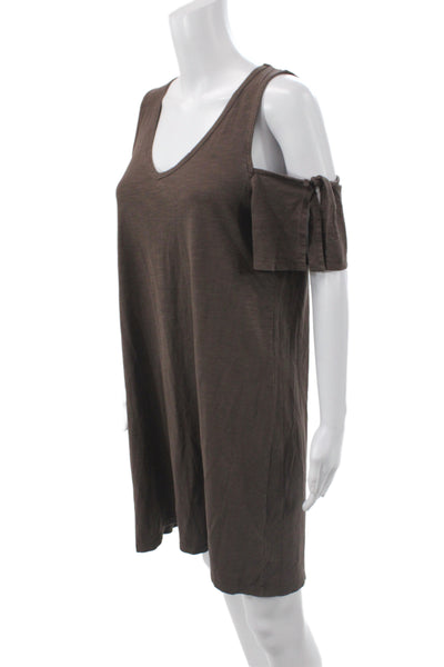 Sanctuary Womens Brown T-Shirt Dress V-Neck Short Sleeve Above Knee Size S