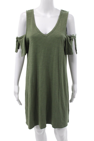 Sanctuary Women Shift Dress Green V-Neck Short Sleeve Mini Size S