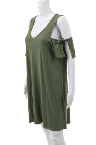 Sanctuary Women Shift Dress Green V-Neck Short Sleeve Mini Size S