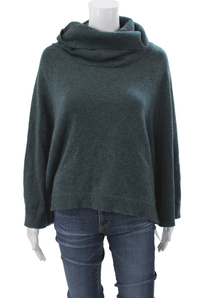 Theory Womens 100% Cashmere Cowl Neck Pullover Green Long Sleeve Size M