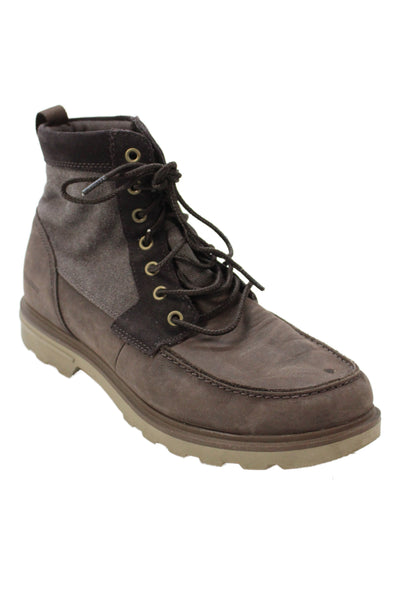 Sorel Mens Leather Round Toe Lace Up Boots Brown Size 10.5