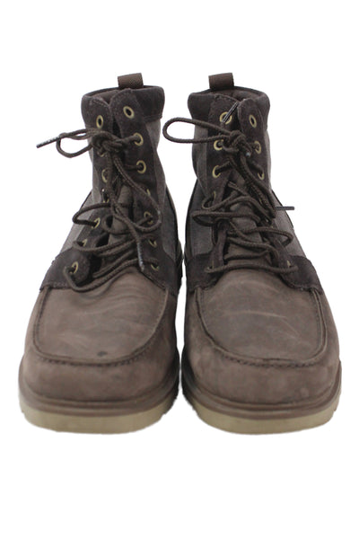 Sorel Mens Leather Round Toe Lace Up Boots Brown Size 10.5