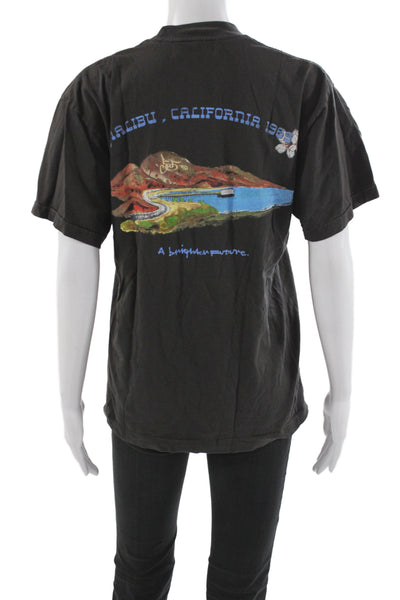Cherry Unisex Basic Black Cotton Crew Neck Graphic Malibu T-Shirt Size S