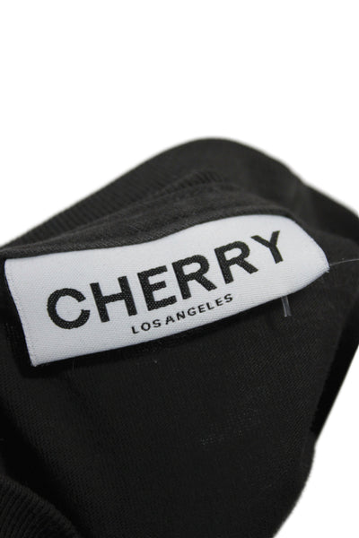 Cherry Unisex Basic Black Cotton Crew Neck Graphic Malibu T-Shirt Size S