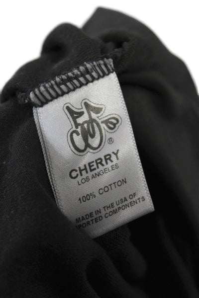 Cherry Unisex Basic Black Cotton Crew Neck Graphic Malibu T-Shirt Size S