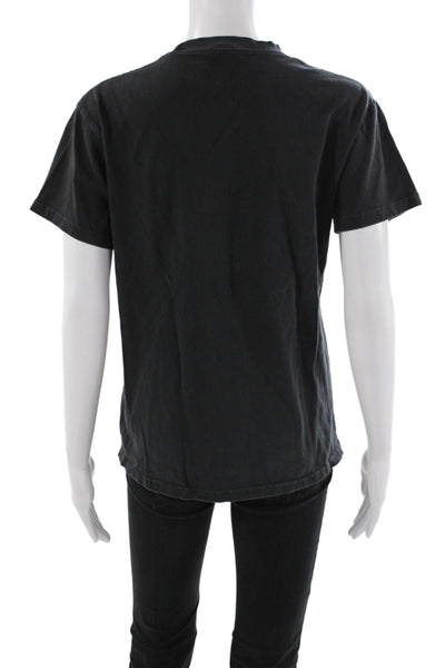 John Galt Women Jersey Graphic Crew Neck Short Sleeve Black T-Shirt Size S