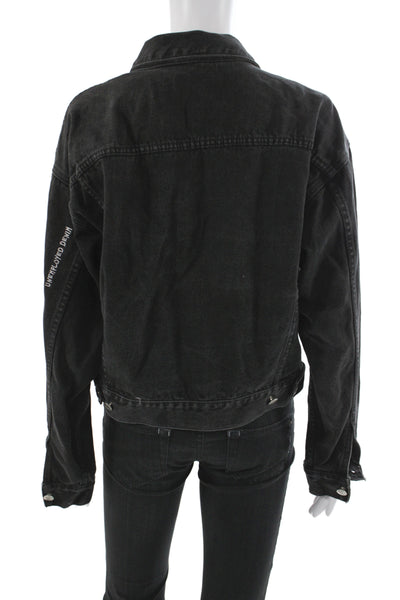 Bill Blass Women Basic Jacket Black Cotton Button Long Sleeve Fall Size M