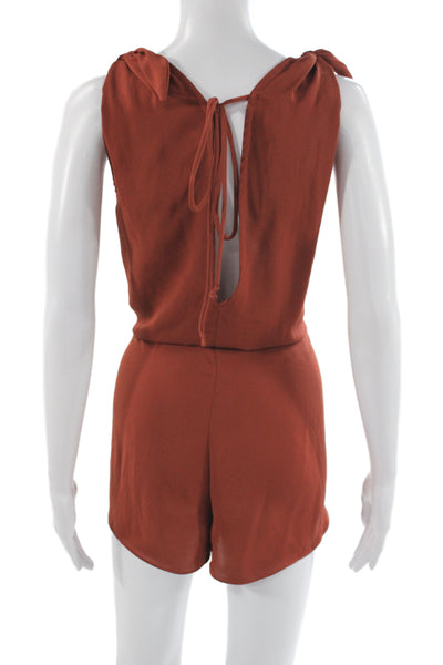 Bec & Bridge Womens V-Neck Sleeveless Brown Romper Tie Waist Boho Size 4