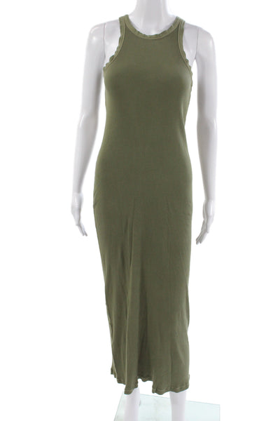 Polo Ralph Lauren Women Maxi Dress Green Cotton Sleeveless Crew Neck Size XS