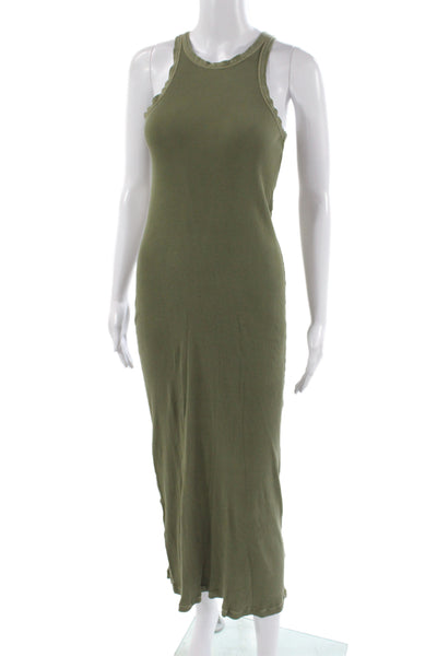 Polo Ralph Lauren Women Maxi Dress Green Cotton Sleeveless Crew Neck Size XS