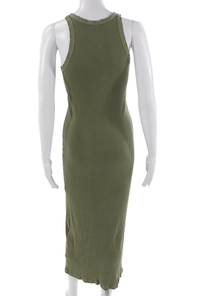 Polo Ralph Lauren Women Maxi Dress Green Cotton Sleeveless Crew Neck Size XS