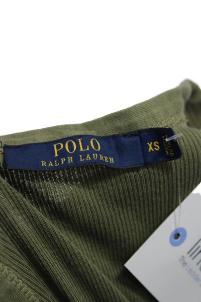Polo Ralph Lauren Women Maxi Dress Green Cotton Sleeveless Crew Neck Size XS