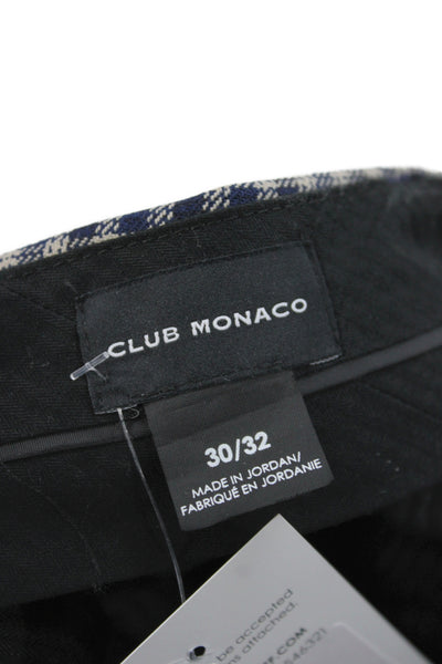 Club Monaco Men Blue Check Dress Pants Zip Closure Size 30
