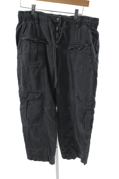 Zara Womens Gray Cargo Pants Button Closure 54% Lyocell Size M