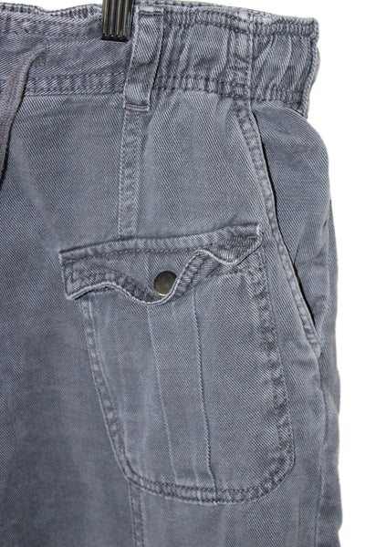 Zara Womens Gray Cargo Pants Button Closure 54% Lyocell Size M