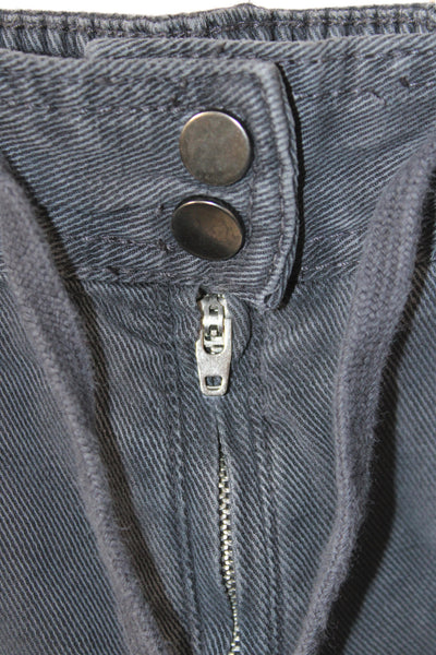 Zara Womens Gray Cargo Pants Button Closure 54% Lyocell Size M