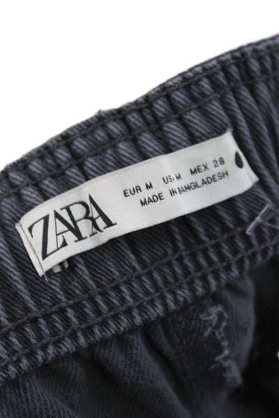 Zara Womens Gray Cargo Pants Button Closure 54% Lyocell Size M