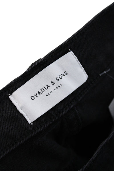 Ovadia & Sons Mens Slim Jeans Black Cotton Mid Rise Inseam 27 Size 30