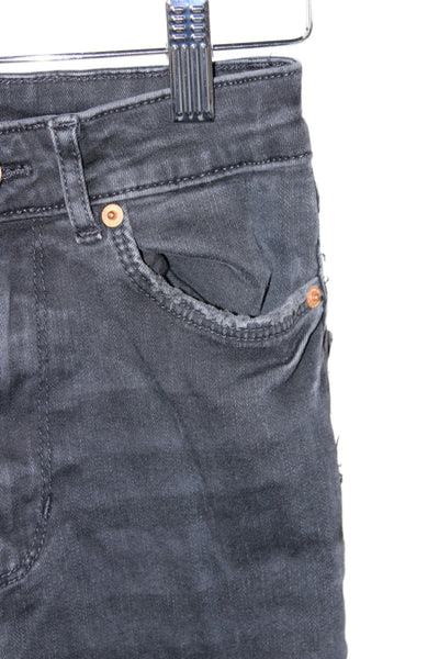 Unemployed Denim Women Skinny Black Jeans Mid Rise Button 26 Inseam Size 0