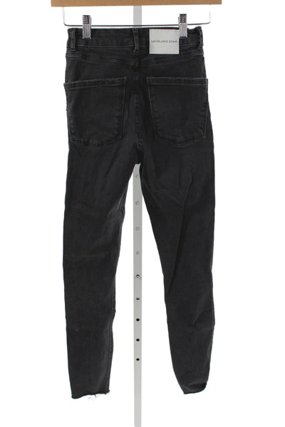 Unemployed Denim Women Skinny Black Jeans Mid Rise Button 26 Inseam Size 0