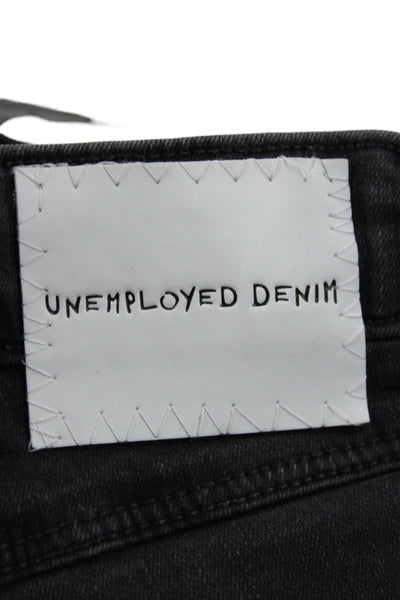 Unemployed Denim Women Skinny Black Jeans Mid Rise Button 26 Inseam Size 0