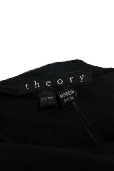 Theory Women Black Turtleneck Long Sleeve Basic T-Shirt 94% Cotton Size PP