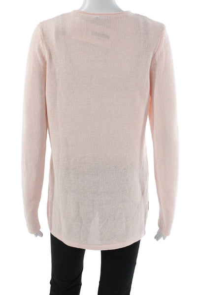 J. Mclaughlin Women V-Neck Pink Long Sleeve Pullover Solid Cotton Size M