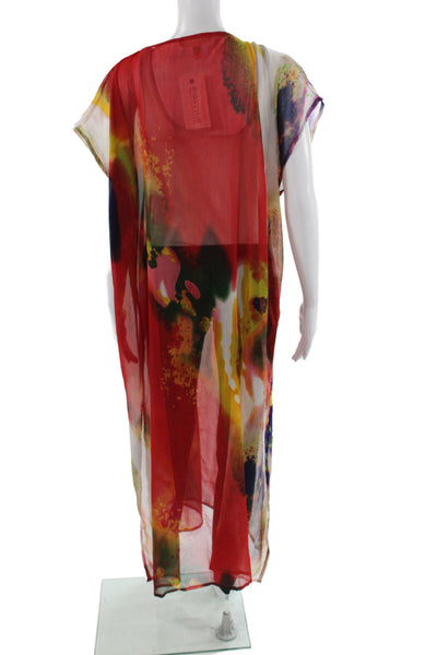 Michael Stars Women Sheer Tie-Dye Kimono Cover Up Multicolor Size S