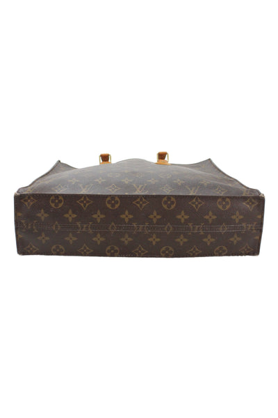 Louis Vuitton Womens Monogram Coated Canvas Sac Plat Tote Shoulder Handbag Brown