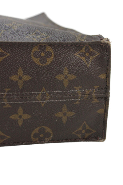 Louis Vuitton Womens Monogram Coated Canvas Sac Plat Tote Shoulder Handbag Brown