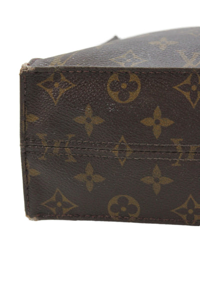 Louis Vuitton Womens Monogram Coated Canvas Sac Plat Tote Shoulder Handbag Brown