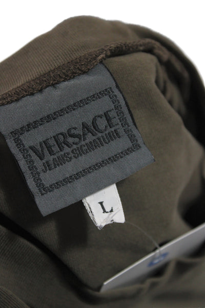 Versace Jeans Mens Basic Brown Crewneck T-Shirt 90% Cotton Short Sleeve Size L