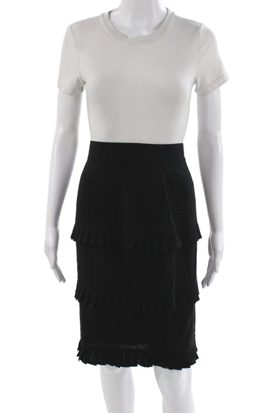 Escada Margaretha Ley Women Black 100% Wool Straight Pencil Skirt Size 36