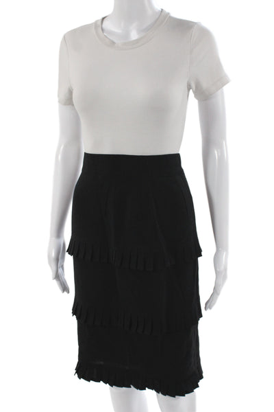 Escada Margaretha Ley Women Black 100% Wool Straight Pencil Skirt Size 36