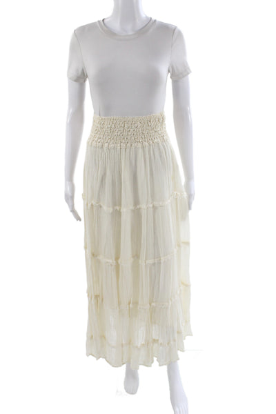 Jens Pirate Booty Womens Ivory Maxi Boho Cotton Pull On Skirt Size PS