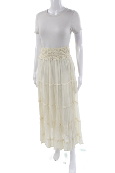 Jens Pirate Booty Womens Ivory Maxi Boho Cotton Pull On Skirt Size PS