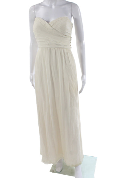 Jenny Yoo Collection Womens Maxi Dress Ivory Silk Sleeveless Zip Size 0