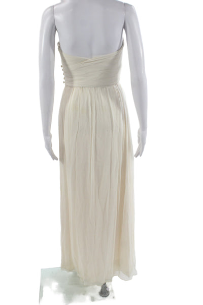 Jenny Yoo Collection Womens Maxi Dress Ivory Silk Sleeveless Zip Size 0