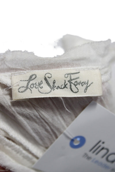 Love Shack Fancy Women Mini Dress White Cotton Scoop Neck Sleeveless Boho Size 0