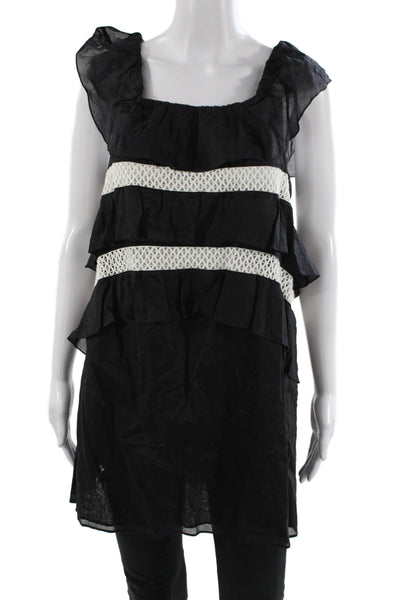 Kisuii Women Bohemian Striped Cotton Square Neck Sleeveless Shift Top Size M