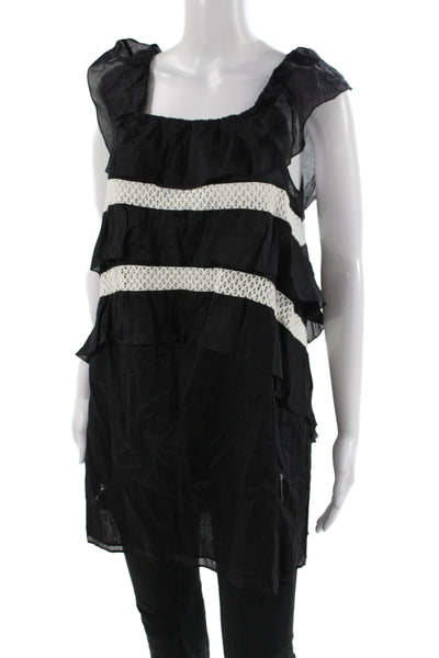 Kisuii Women Bohemian Striped Cotton Square Neck Sleeveless Shift Top Size M
