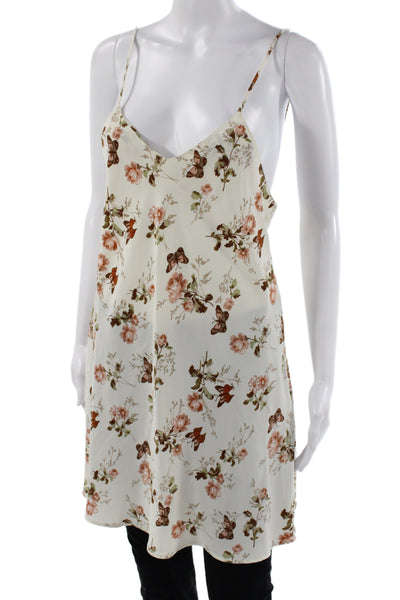 Reformation Women Slip Dress Ivory V Neck Sleeveless Floral Polyester Size S