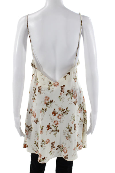 Reformation Women Slip Dress Ivory V Neck Sleeveless Floral Polyester Size S