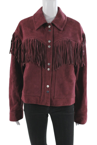 Hush Womens Basic Real Leather Red Snap Western Jacket Size S