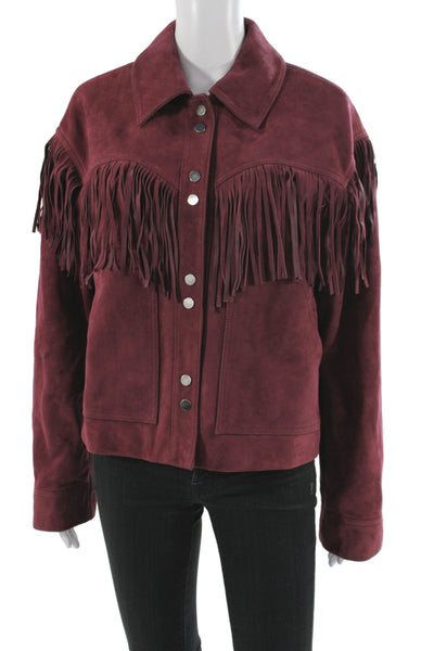 Hush Womens Basic Real Leather Red Snap Western Jacket Size S