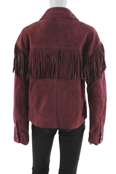 Hush Womens Basic Real Leather Red Snap Western Jacket Size S
