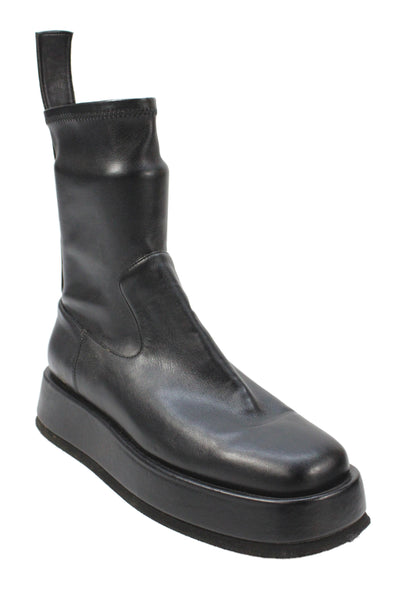 Gia/rhw Womens Leather Slip On Platform Heels Ankle Boots Shoes Black Size 8